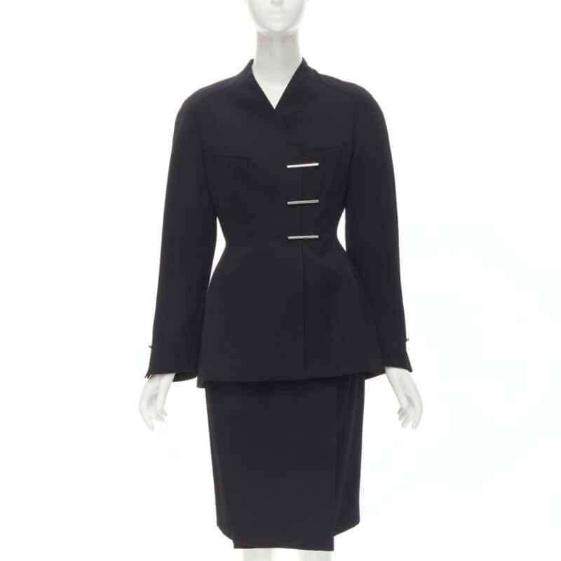 Mugler Double Breasted Set Black Wool Very good - Front View
