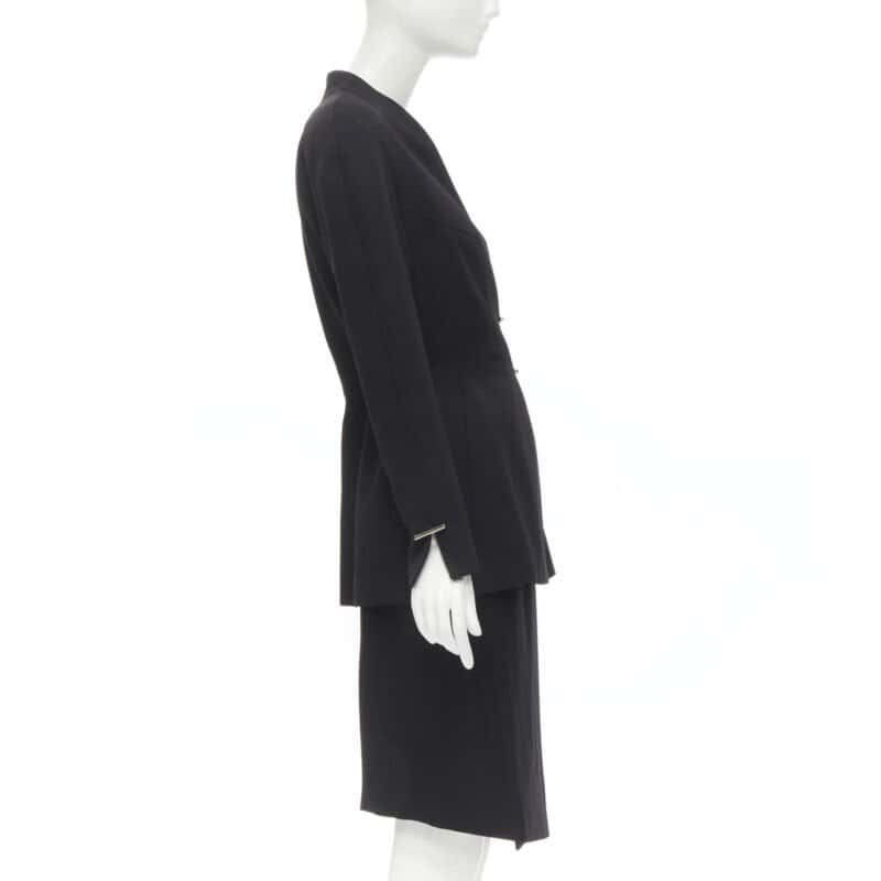 Mugler Double Breasted Set Black Wool Very good - Model View