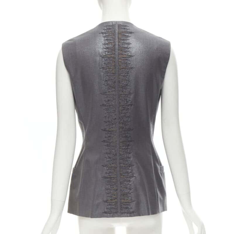 Gianni Versace Silver Lurex Vest Silver Wool Very good - Front View