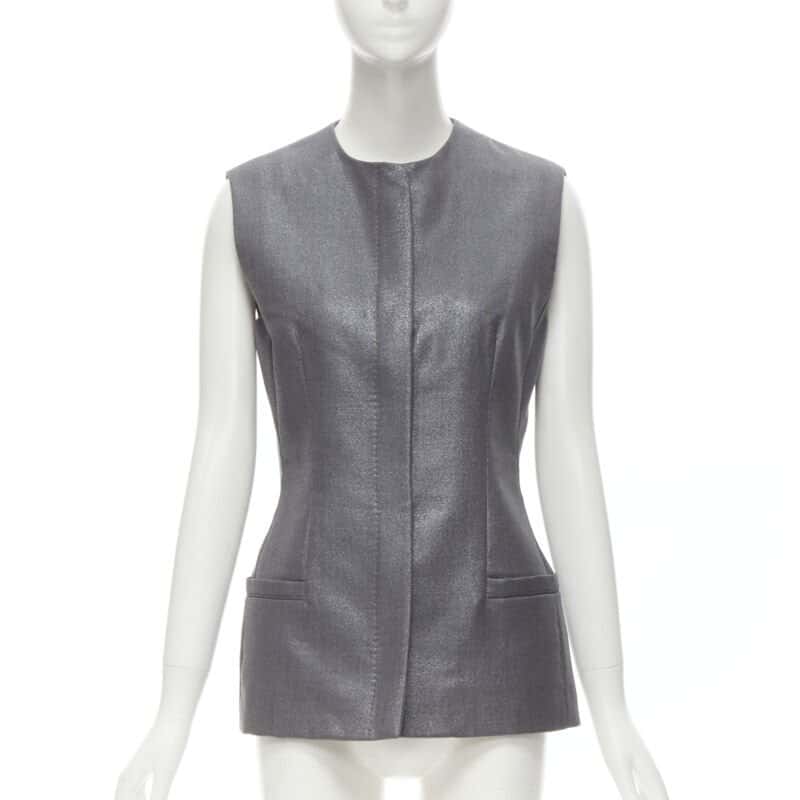Gianni Versace Silver Lurex Vest Silver Wool Very good - Inside View