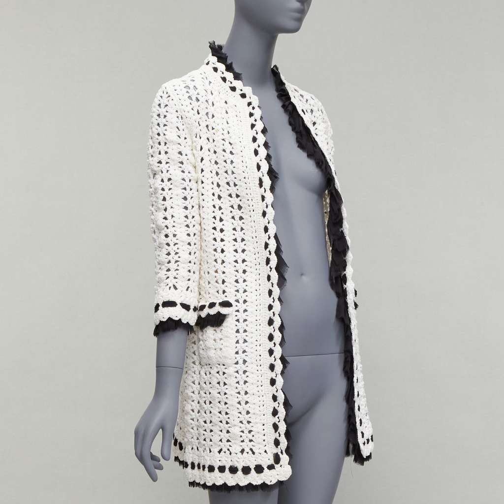 Chanel Crochet Knit Cardigan Coat Beige Polyamide Very good - Inside View