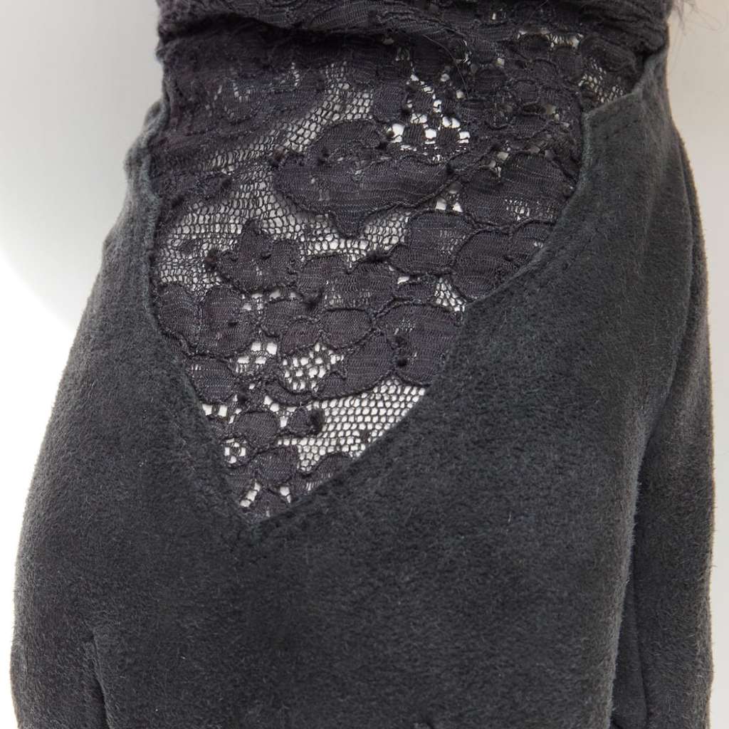 Christian Dior Yellow Cutout Gloves Grey Leather Good - Model View