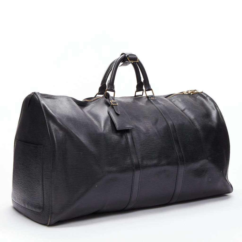 Louis Vuitton Keepall 60 Black Leather Fair - Inside View