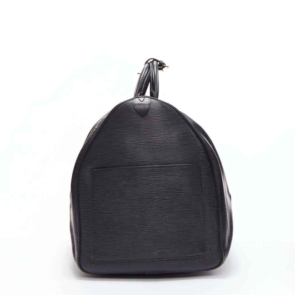 Louis Vuitton Keepall 60 Black Leather Fair - Model View