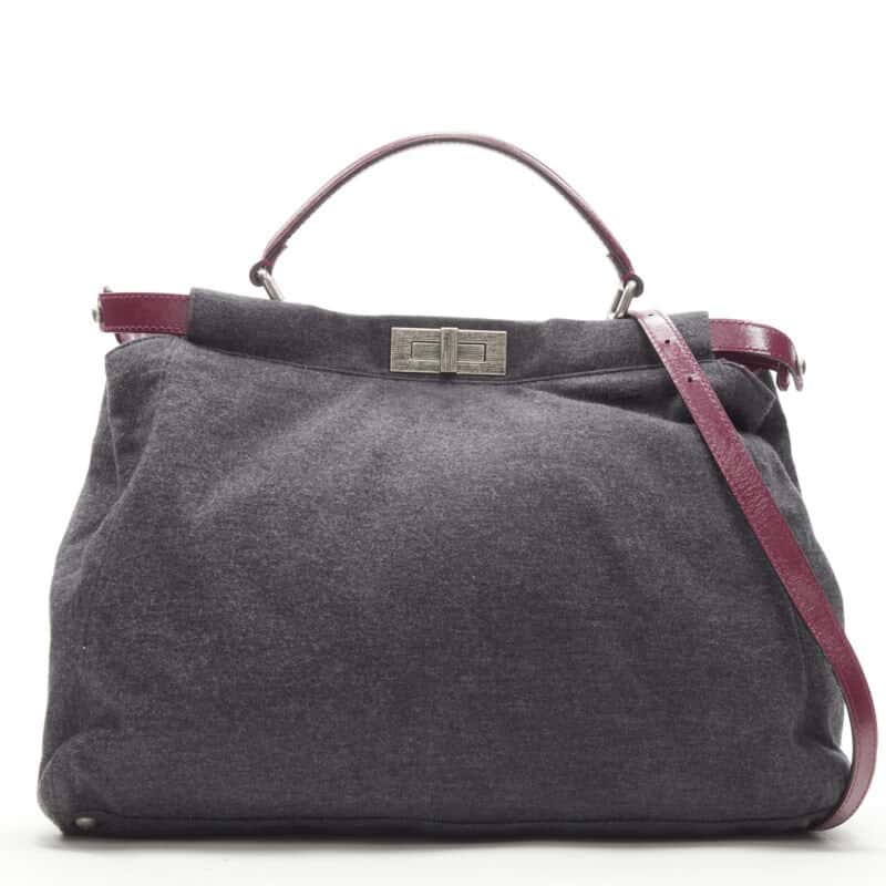 Fendi Scaled Evening Clutch Grey Wool Never worn - Front View