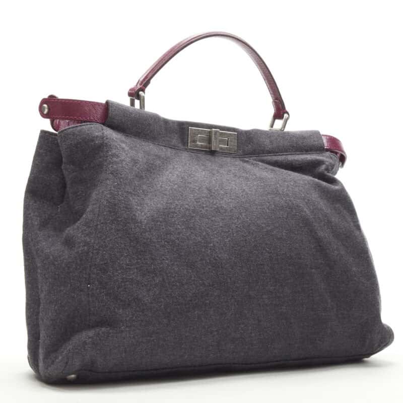 Fendi Scaled Evening Clutch Grey Wool Never worn - Inside View