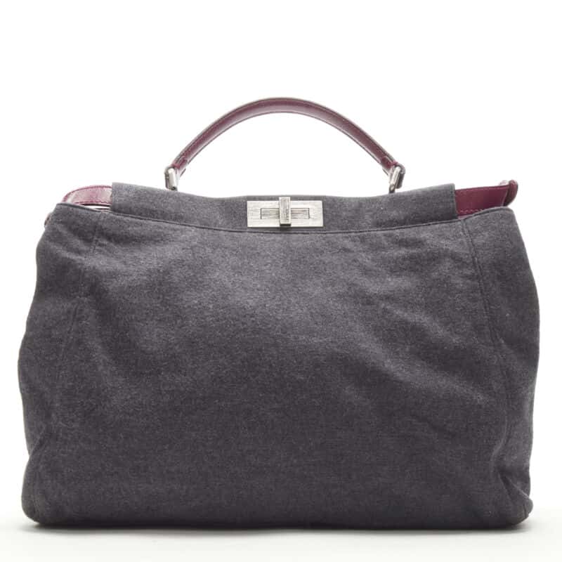 Fendi Scaled Evening Clutch Grey Wool Never worn - Box View