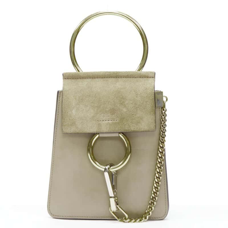 Chloé Double Flap Clutch Grey Suede Very good - Front View