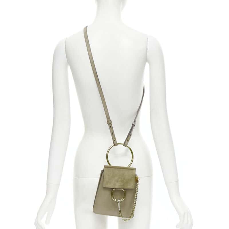 Chloé Double Flap Clutch Grey Suede Very good - Back View