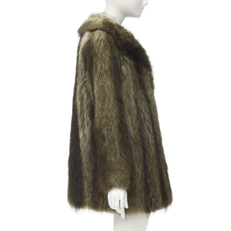 Unsigned Black Gold Trim Bomber Brown Fur Very good - Model View