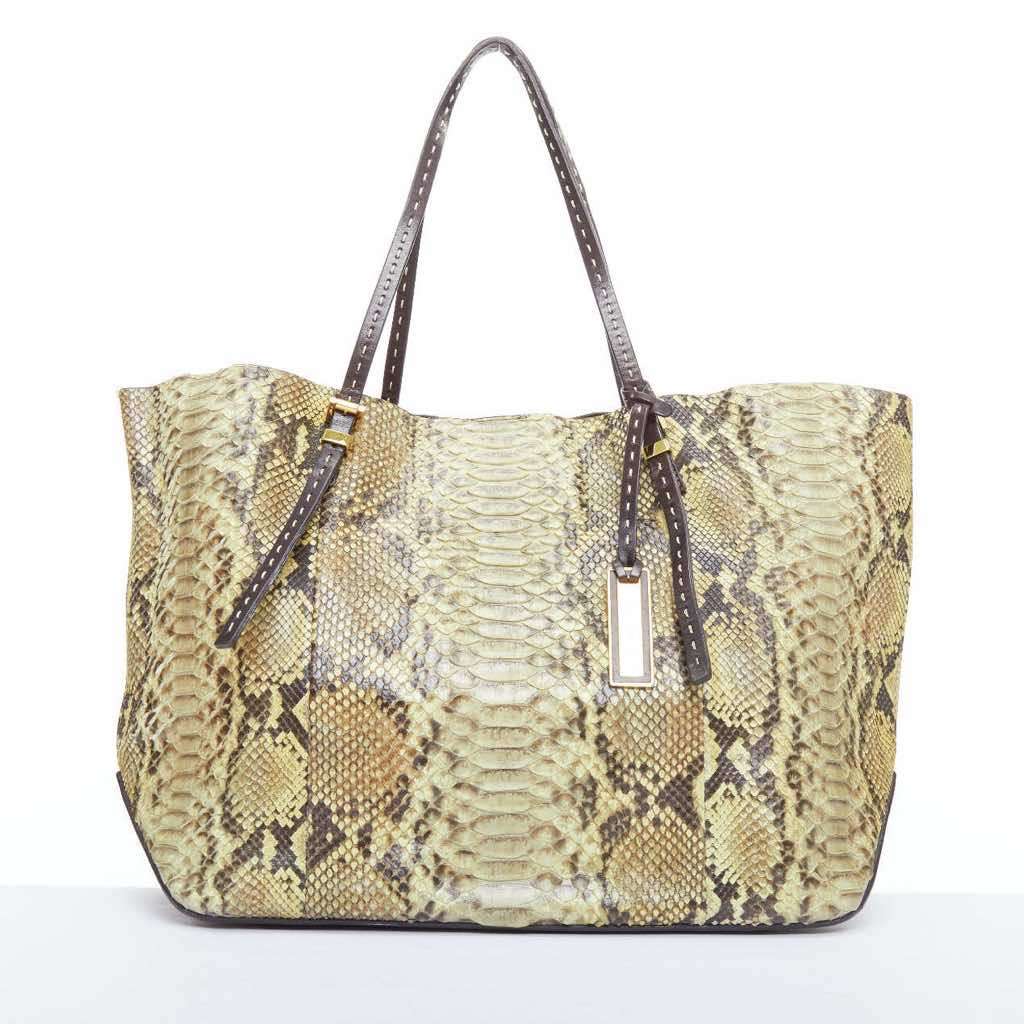 Michael Kors Triomphe Canvas Tote Beige Leather Fair - Front View