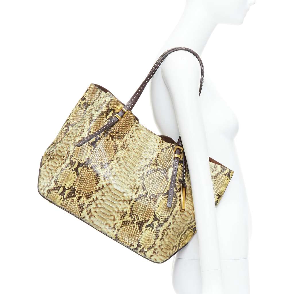 Michael Kors Triomphe Canvas Tote Beige Leather Fair - Back View