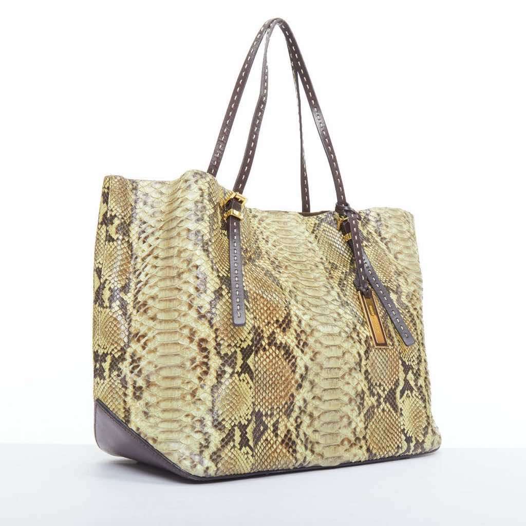Michael Kors Triomphe Canvas Tote Beige Leather Fair - Inside View