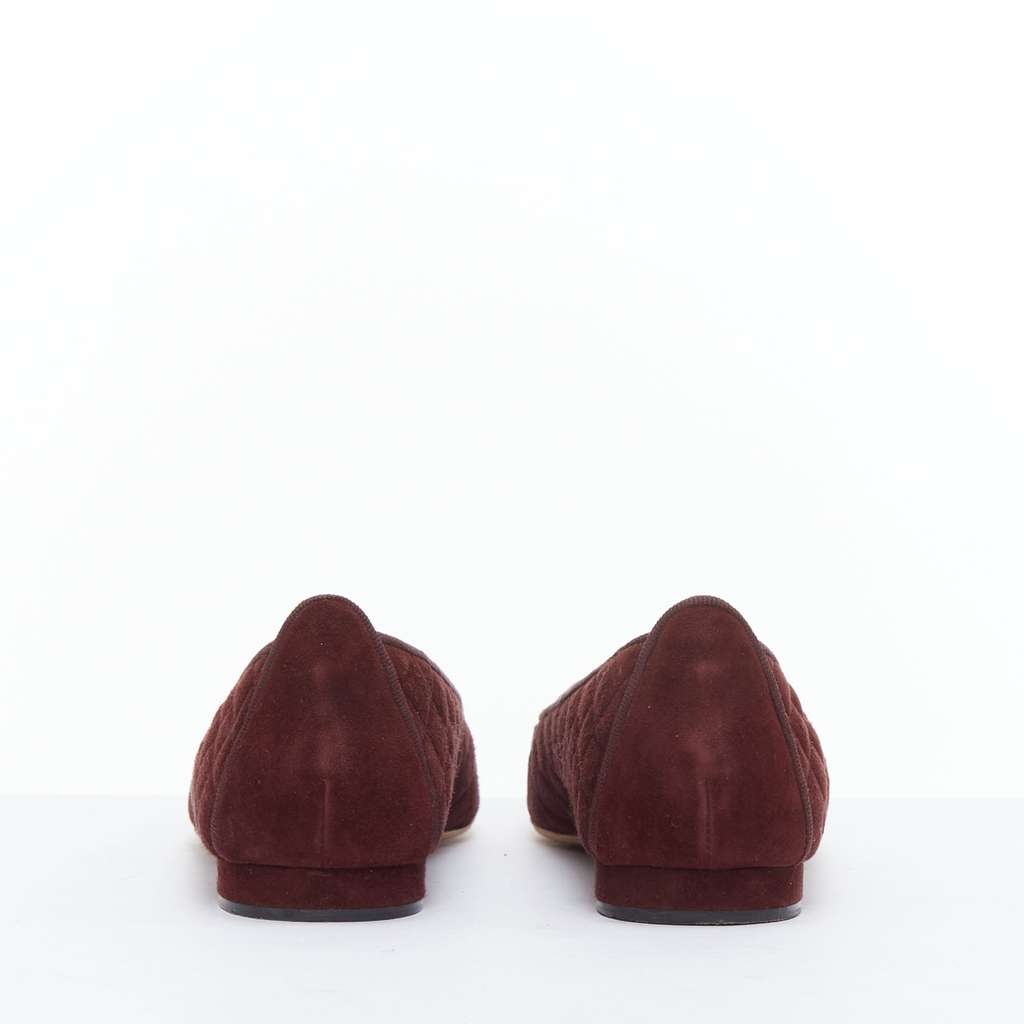 Manolo Blahnik Quilted Maryjane Heels Burgundy Suede Very good - Box View