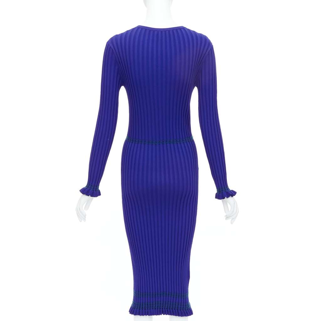 Altuzarra Ribbed Bodycon Dress Blue Viscose Good - Box View