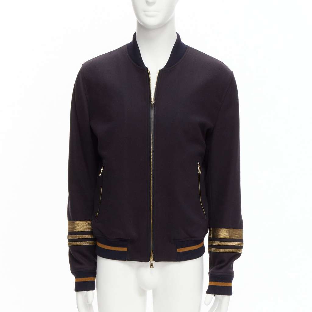 Dolce & Gabbana Navy Wool Longline Coat Black Wool Never worn - Front View