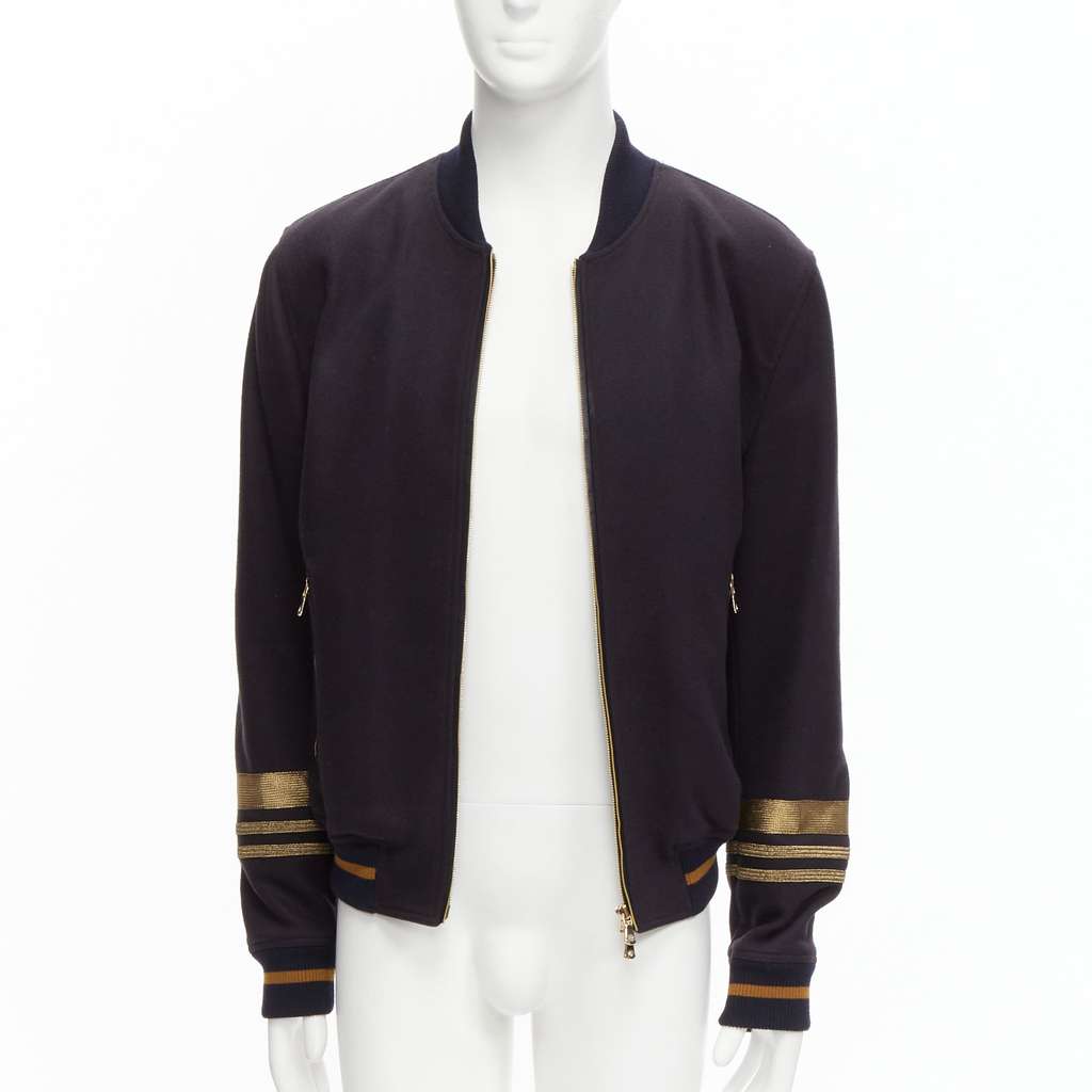 Dolce & Gabbana Navy Wool Longline Coat Black Wool Never worn - Inside View