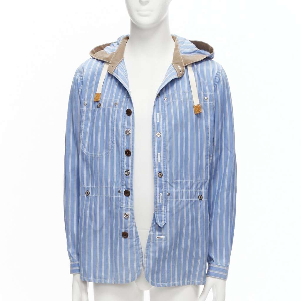 Junya Watanabe Navy Toggle Anorak Coat Blue Cotton Fair - Inside View