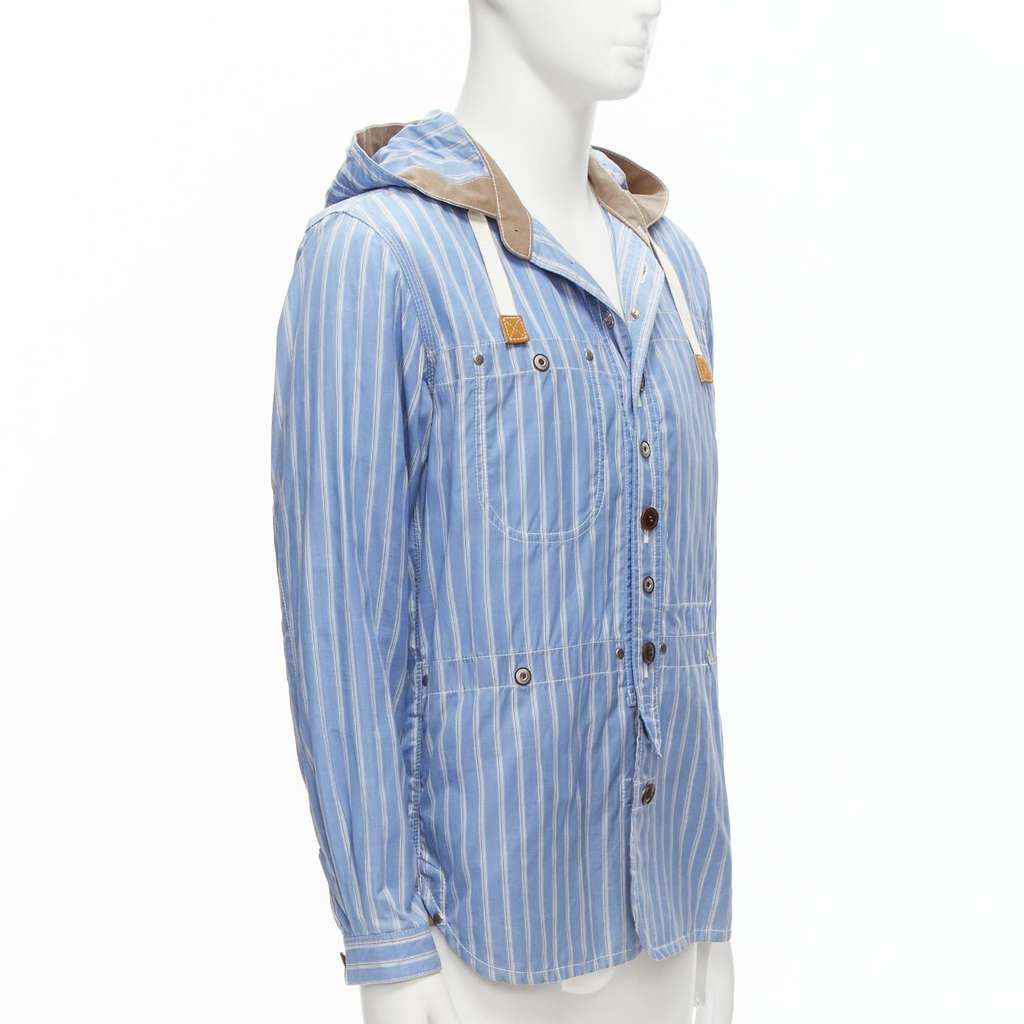 Junya Watanabe Navy Toggle Anorak Coat Blue Cotton Fair - Model View