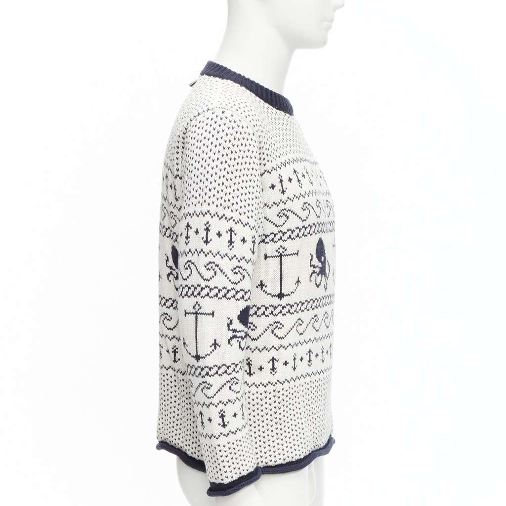 Thom Browne Octopus Intarsia Sweater Beige Cotton Good - Model View