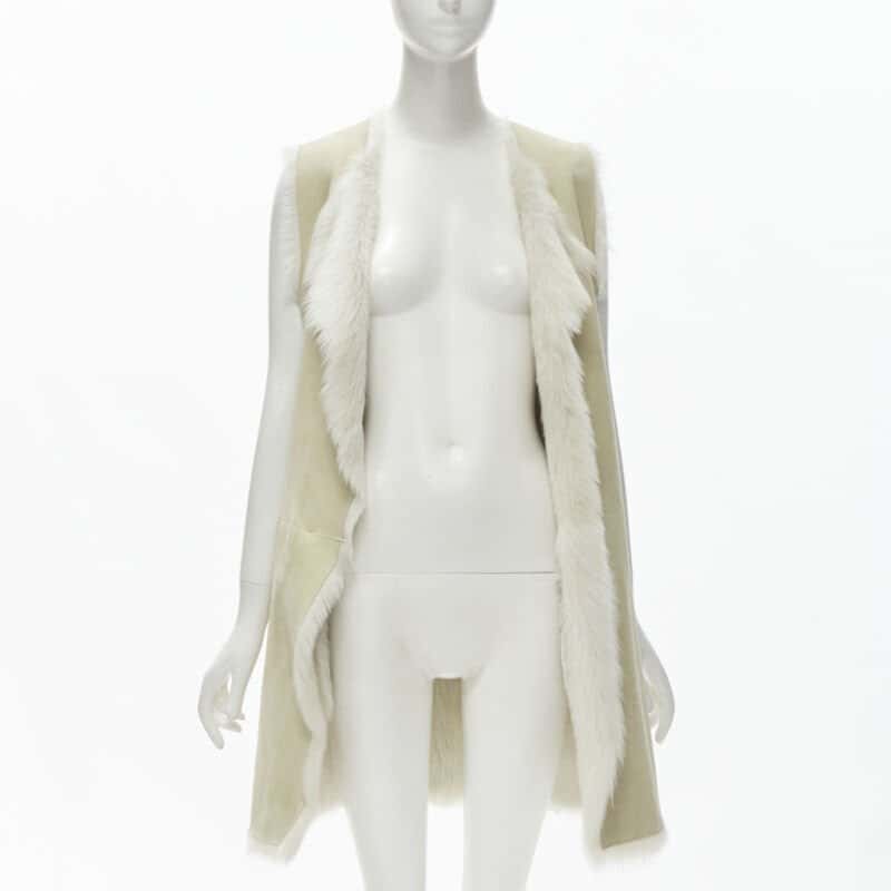 Theory Beige Shearling Suede Vest Beige Fur Very good - Inside View