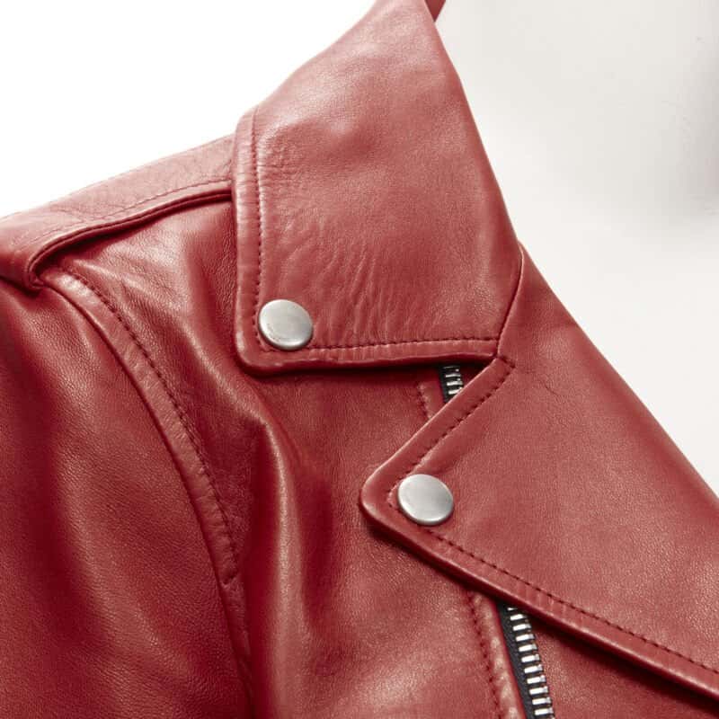 Saint Laurent Red Moto Jacket Red Leather Very good - Back View