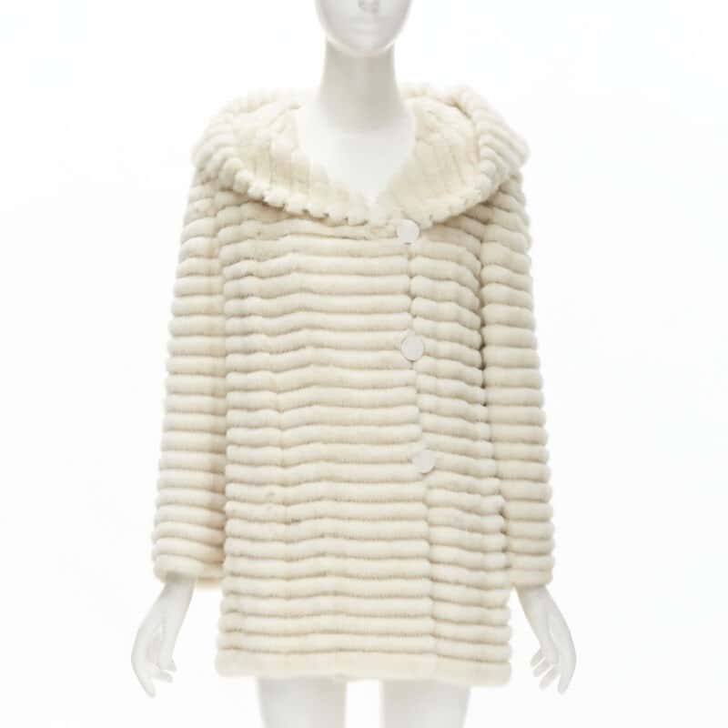 Marco Vanoli Cream Tulle Fur Jacket Beige Fur Never worn - Inside View