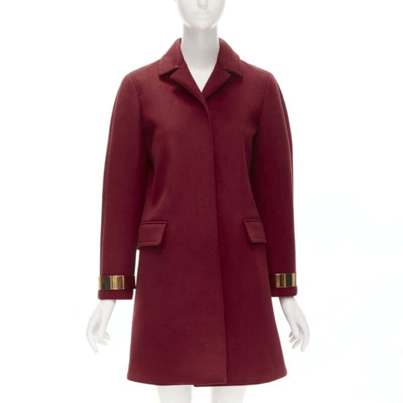 Burberry Red Cashmere Bar Coat Red Cashmere Very good - Front View
