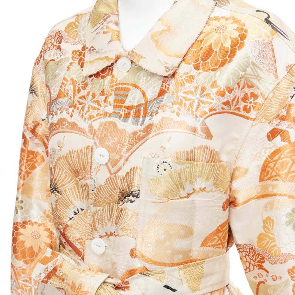 Unsigned Orange Crane Jacquard Coat Orange Very good - Back View