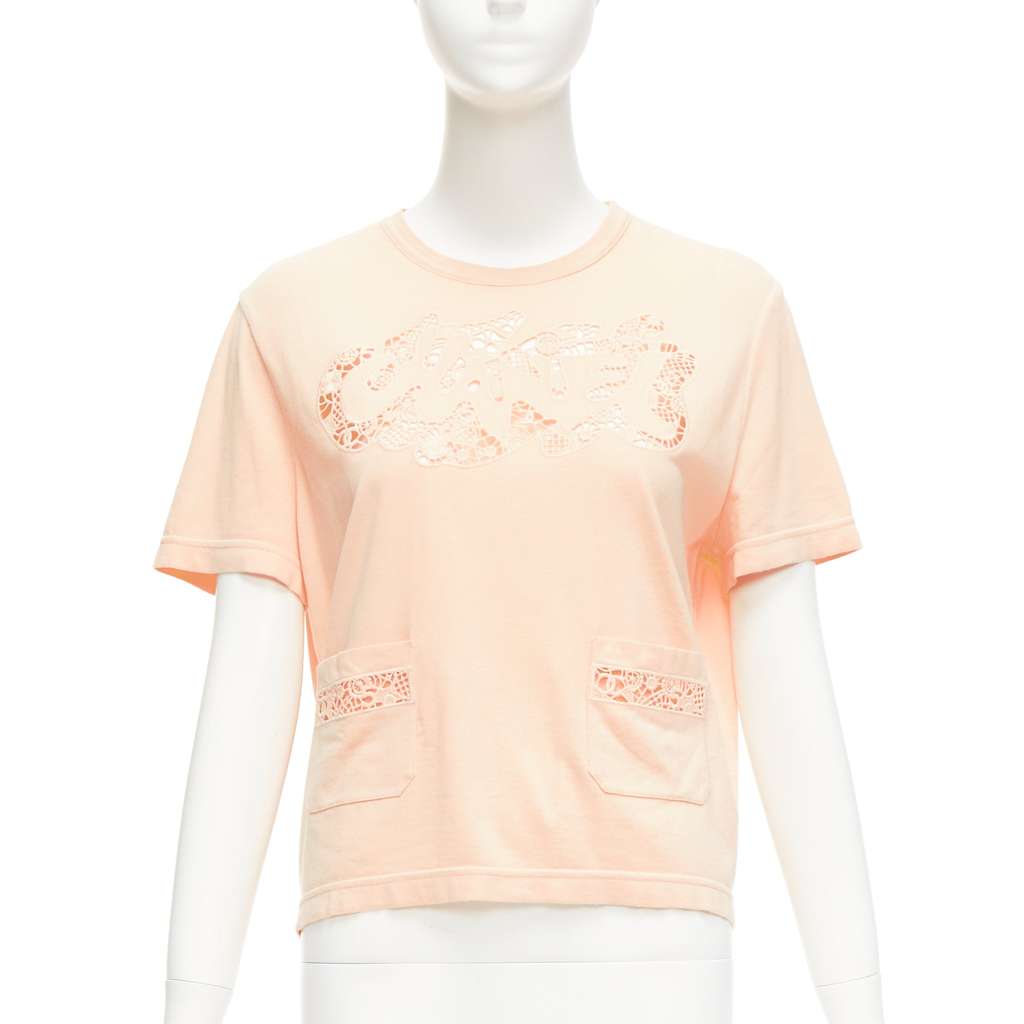 Chanel Macrame Cropped Tee Orange Cotton Very good - Front View