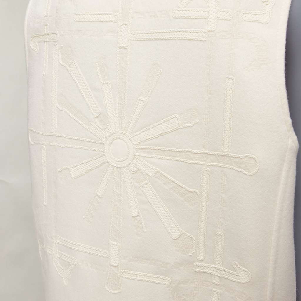 Hermès Cream Ribbed Sleeveless Coat Beige Cashmere Never worn - Back View