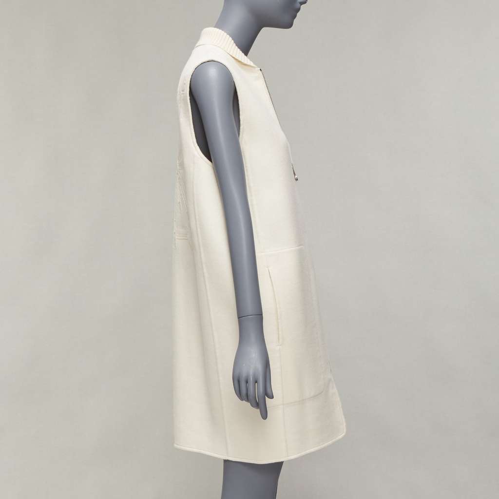 Hermès Cream Ribbed Sleeveless Coat Beige Cashmere Never worn - Box View