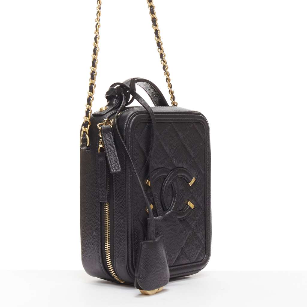 Chanel N/S Vanity Vertical Black Leather Very good - Inside View