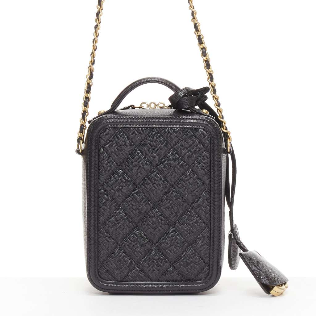 Chanel N/S Vanity Vertical Black Leather Very good - Box View