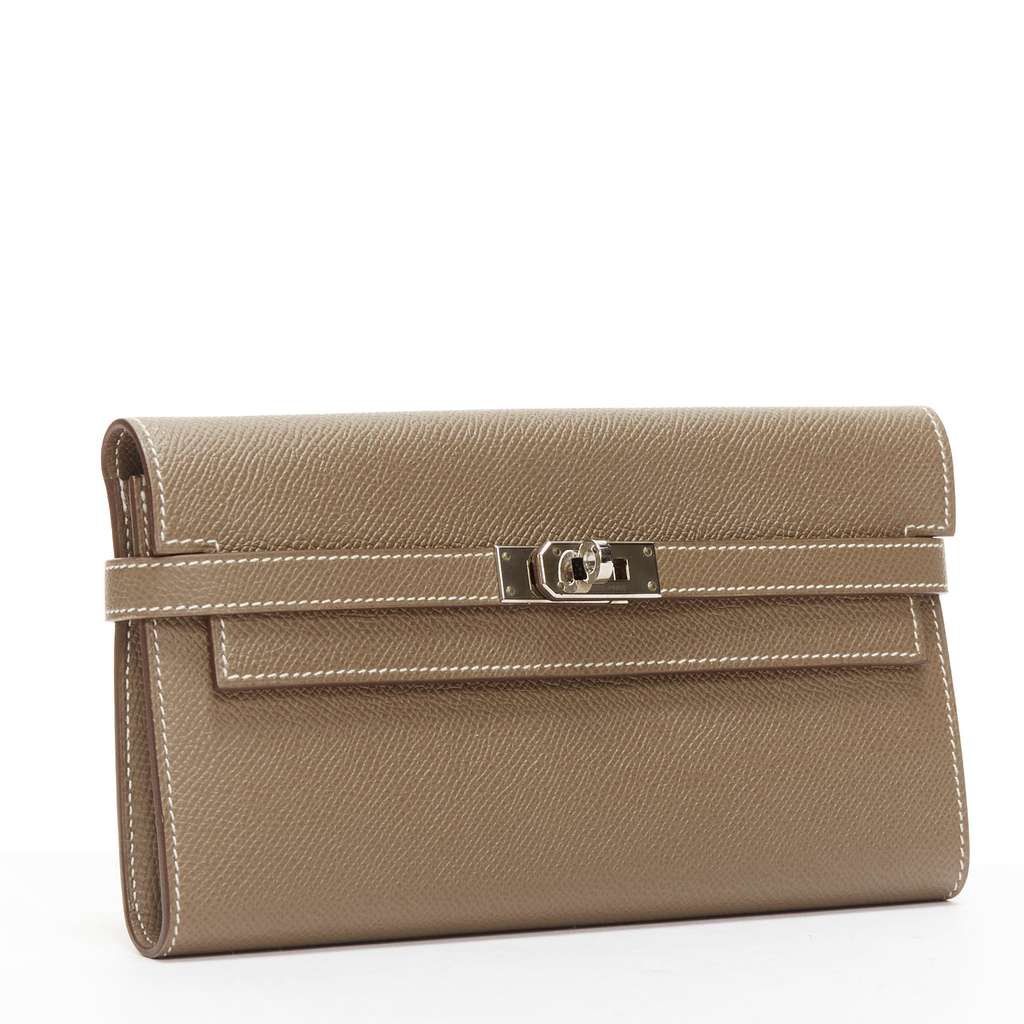 Hermès Kelly Longue Wallet Khaki Leather Good condition - Back View
