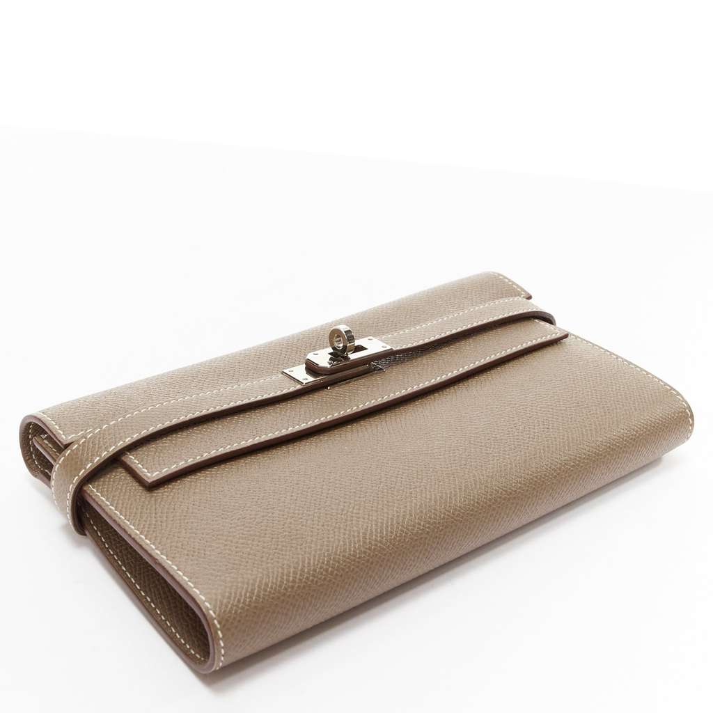 Hermès Kelly Longue Wallet Khaki Leather Good condition - Model View