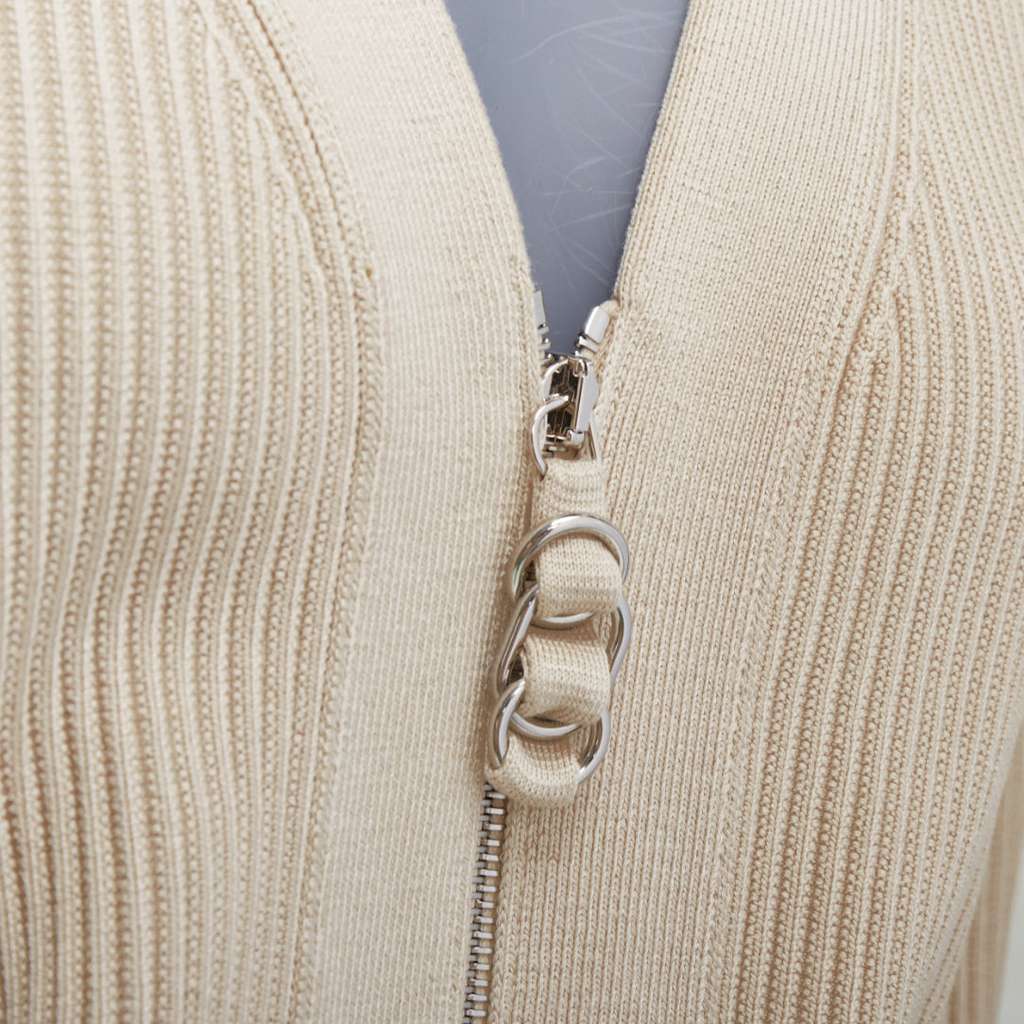 Hermès Zipper Head Cardigan Beige Viscose Never worn - Back View
