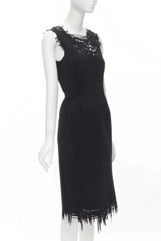 Oscar De La Renta Scribble Sheath Dress Black Polyester Very good - Inside View