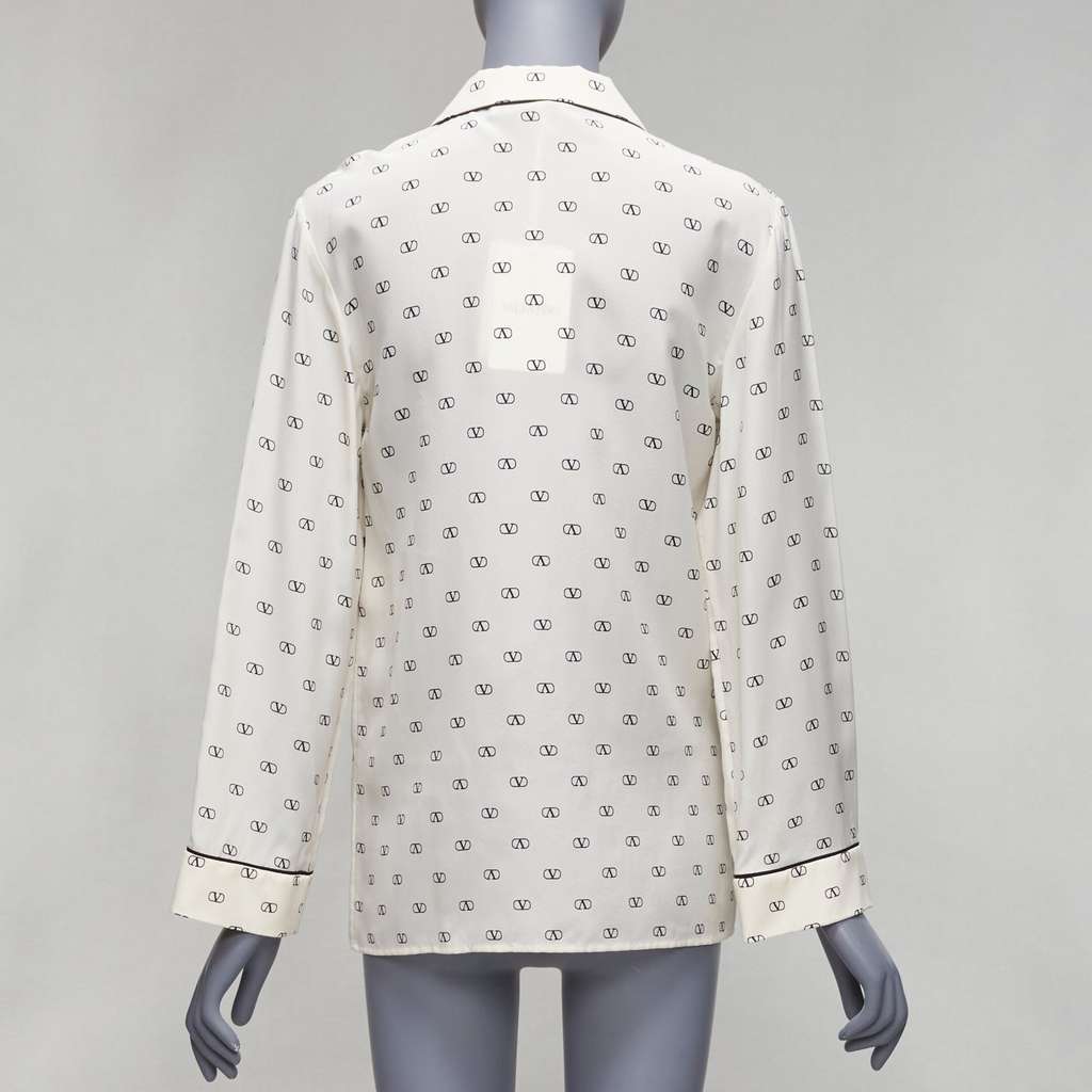 Valentino Garavani Piping Pajama Shirt Beige Silk Never worn, with tag - Box View