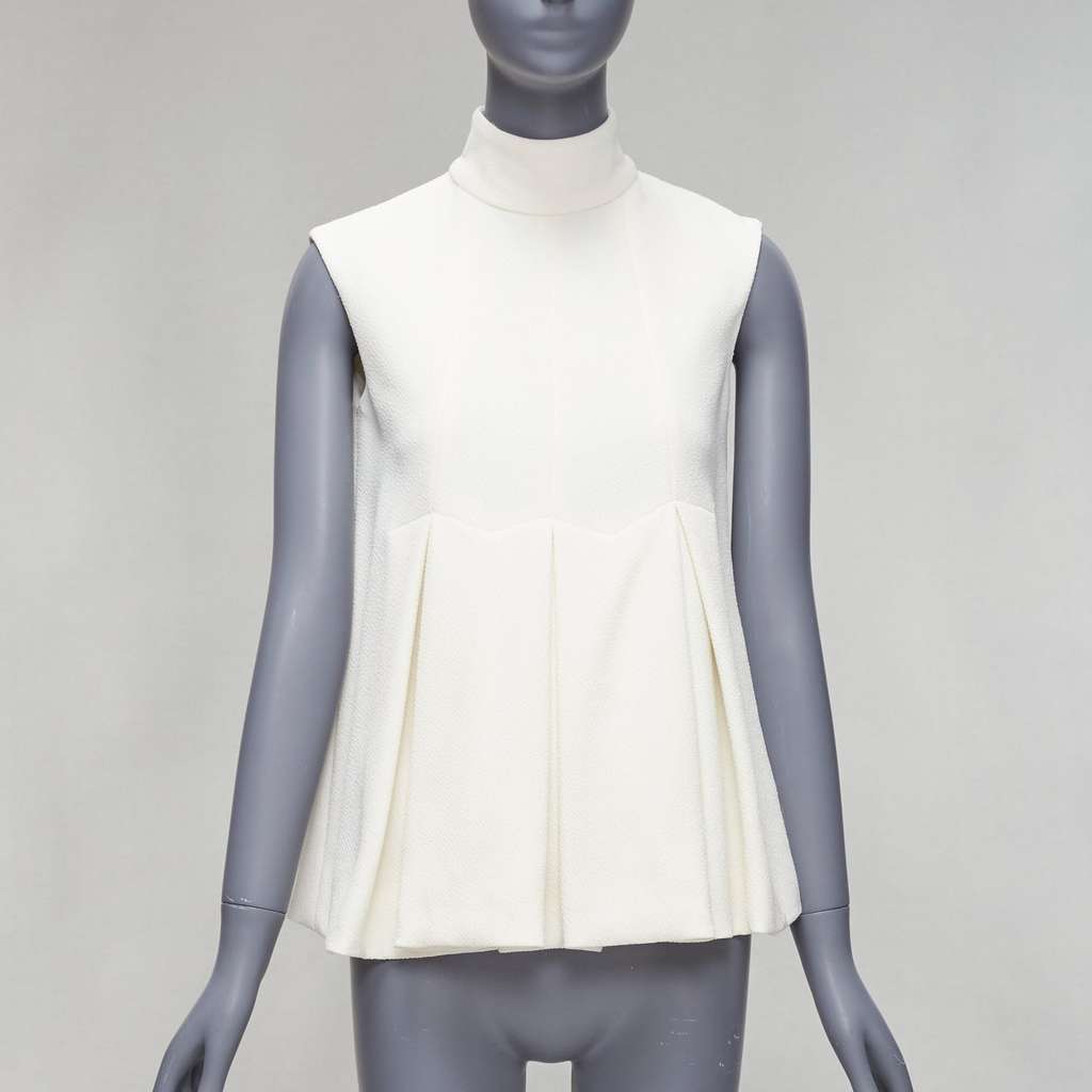 Emilia Wickstead Pleated Peplum Top Beige Polyester Very good - Inside View