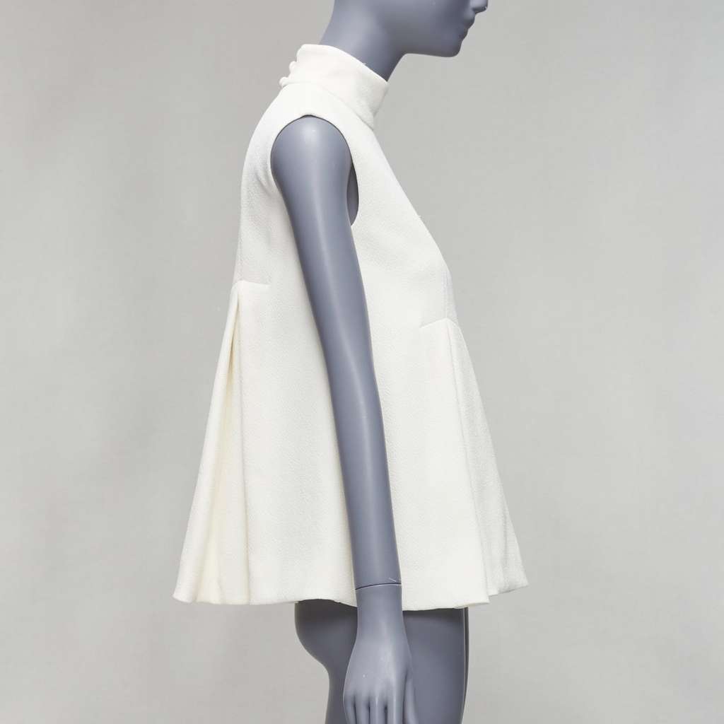 Emilia Wickstead Pleated Peplum Top Beige Polyester Very good - Model View