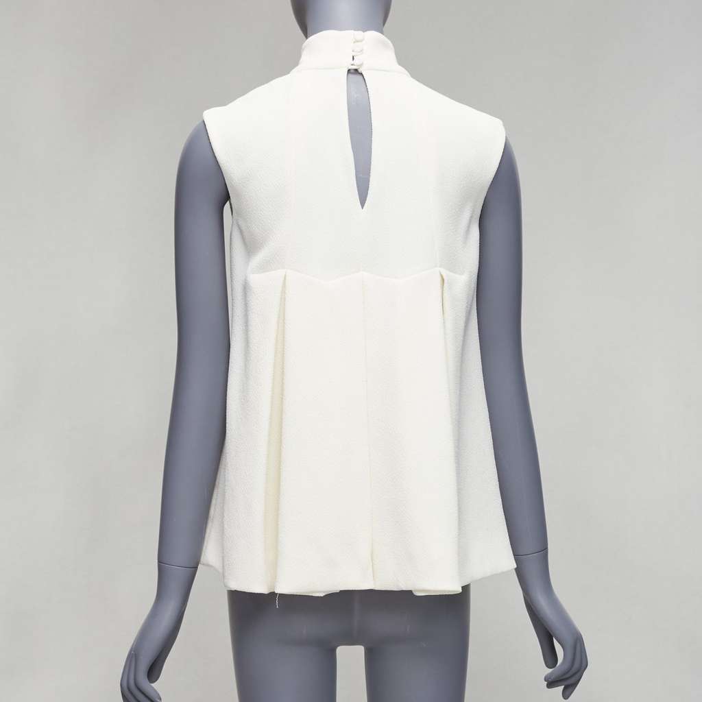 Emilia Wickstead Pleated Peplum Top Beige Polyester Very good - Box View