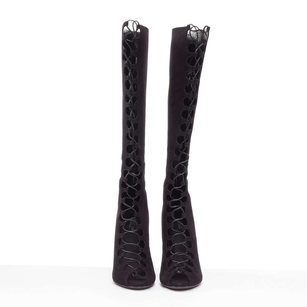 Giambattista Valli Criss Cross Boots Black Leather Very good - Inside View