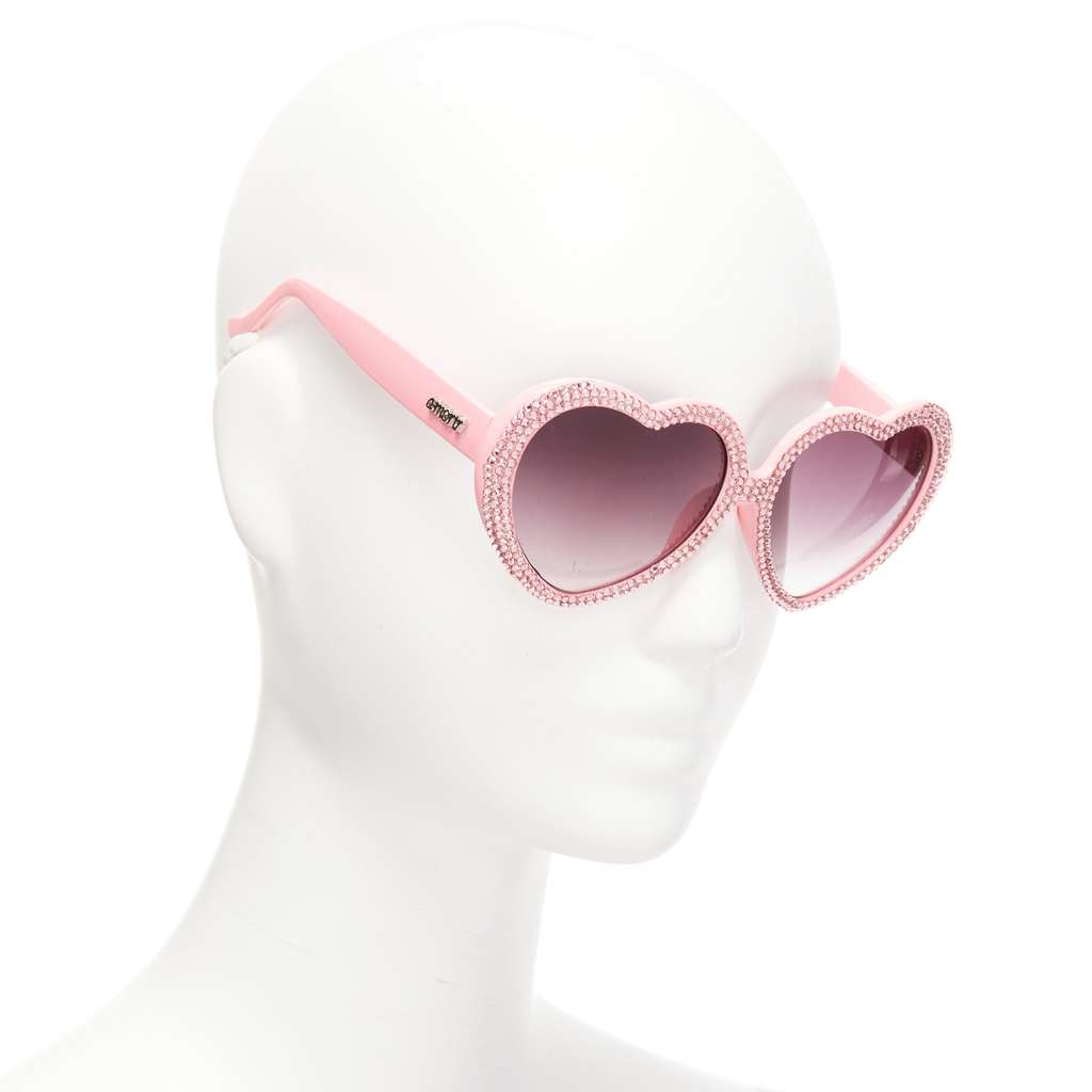 A-morir Crystal Heart Sunglasses Pink Plastic Never worn - Inside View