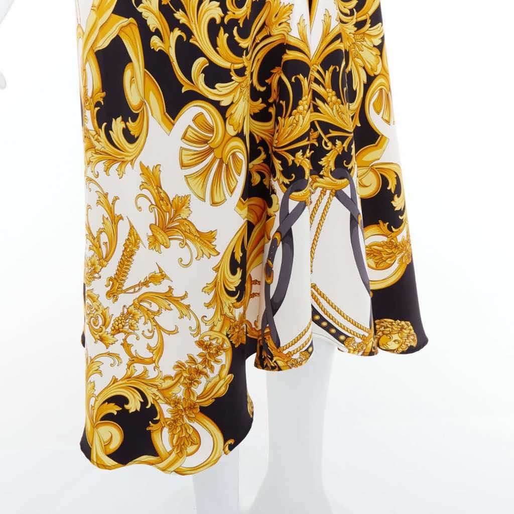 Versace Barocco Bias Skirt Black Silk Very good condition - Back View