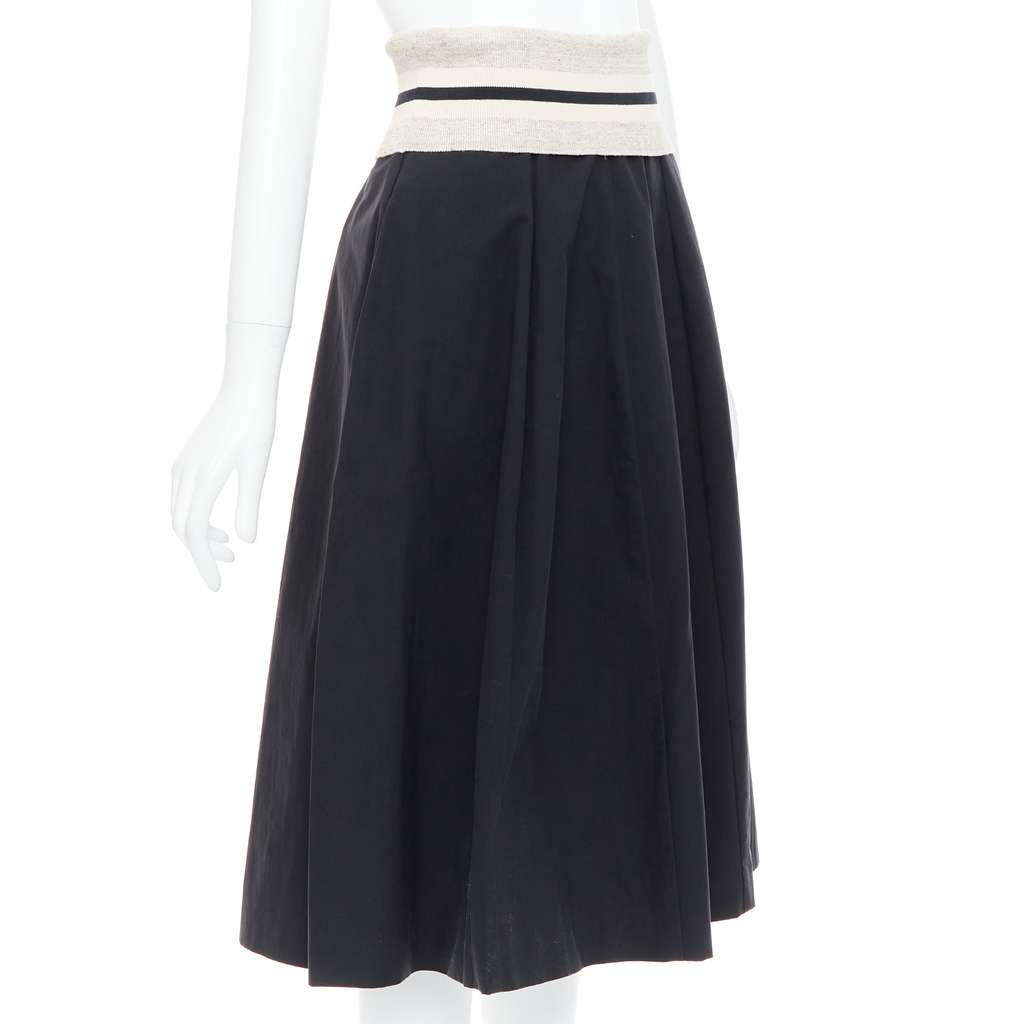 Brunello Cucinelli Foldover Waist Skirt Black Cotton Very good - Inside View