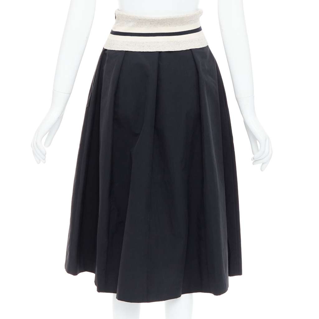 Brunello Cucinelli Foldover Waist Skirt Black Cotton Very good - Box View