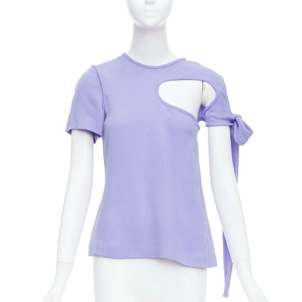 Celine Tie Sleeve Top Purple Viscose Very good - Front View