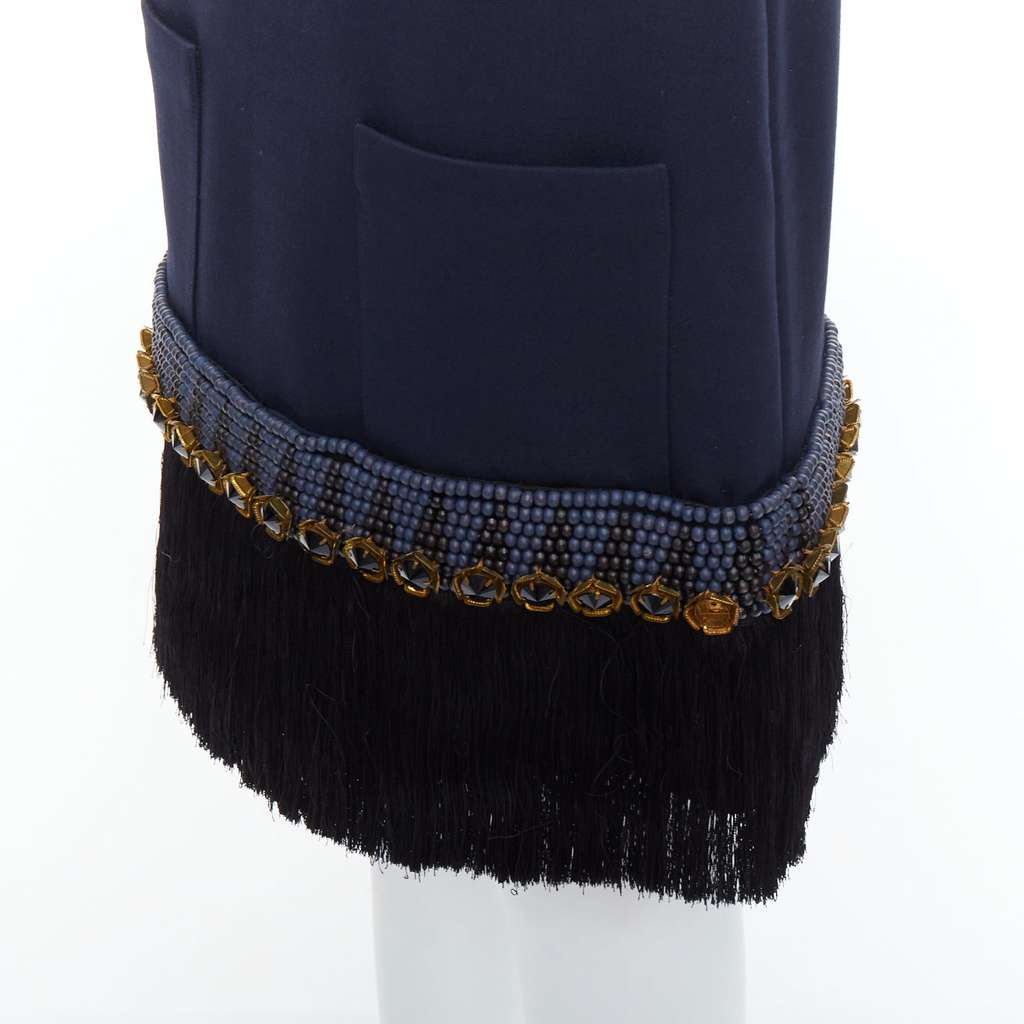 Marni Fringe Hem Skirt Navy Polyamide Very good - Back View