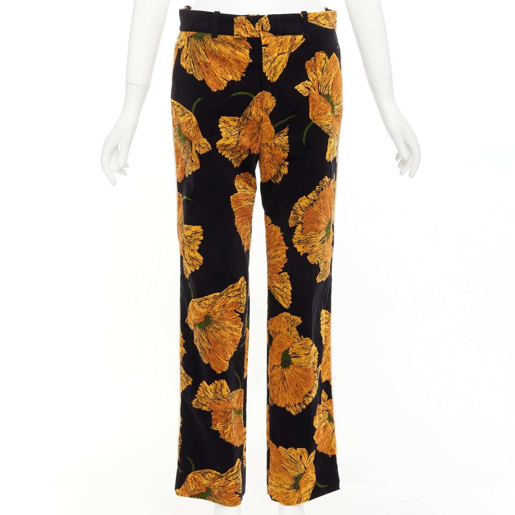 Gucci Floral Velvet Pants Black Velvet Very good - Front View